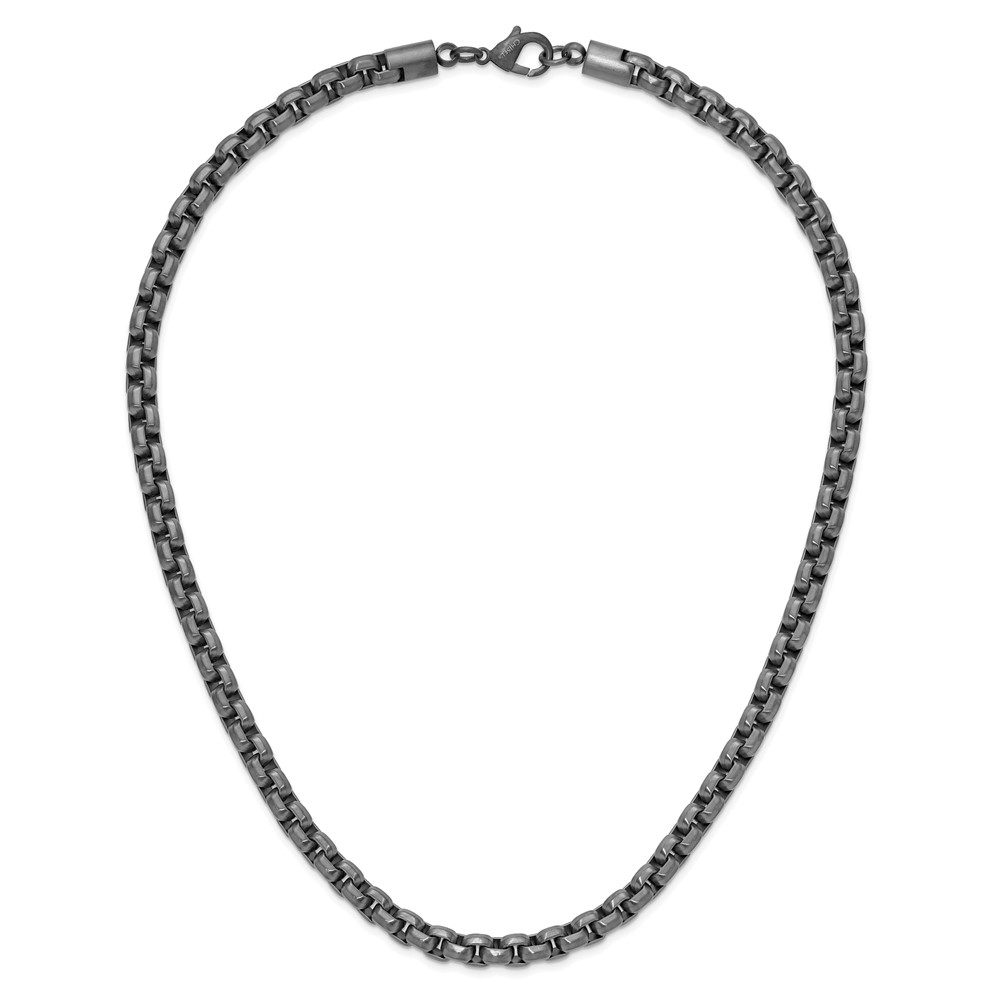 Stainless Steel Polished Gun Metal IP-plated Box Chain - 24-inch - Image 5
