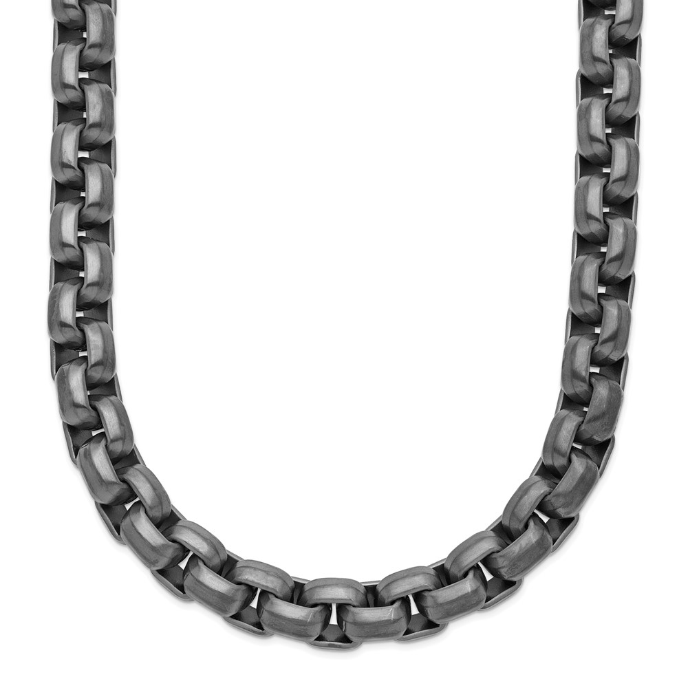 Stainless Steel Polished Gun Metal IP-plated Box Chain - 24-inch
