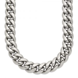 Stainless Steel Polished Curb Chain Necklace - 24-inch