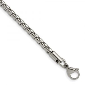 Stainless Steel Polished 3.9mm Rounded Box Chain