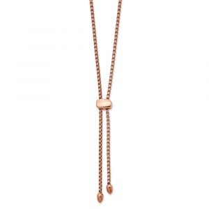 Stainless Steel Polished Rose IP-plated Adjustable up to 20.5-in Necklace