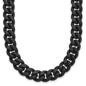 Stainless Steel Brushed Black IP-plated 10mm Curb 24-in Necklace