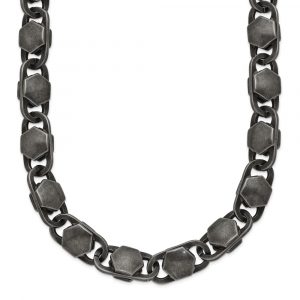 Stainless Steel Antiqued and Brushed 8.50mm 24-in Necklace
