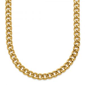 Stainless Steel Polished Yellow IP 24-in Curb 5mm Cha-in Necklace