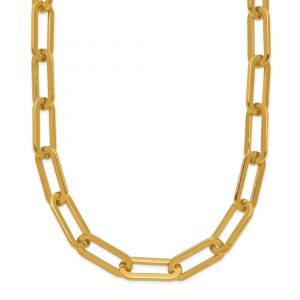 Stainless Steel Polished Yellow IP Open Link Paperclip 24-in Cha-in Necklace