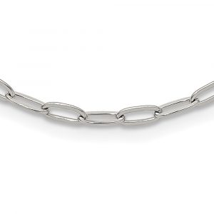 Stainless Steel Polished Open Link Paperclip 15-in w/2-in ext. Necklace