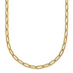 Stainless Steel Polished Yellow IP Paperclip Link 15-in w/2-in ext Necklace