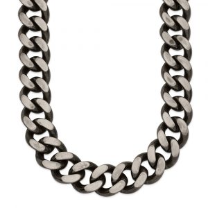 Stainless Steel Oxidized 13.75mm Curb Chain -  24-inch