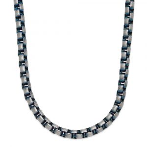 Stainless Steel Polished Blue IP-plated 6mm 22-in Rolo Cha-in Necklace