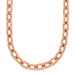 Stainless Steel Polished Rose IP-plated 16 + 2.5-in Cable Link Necklace