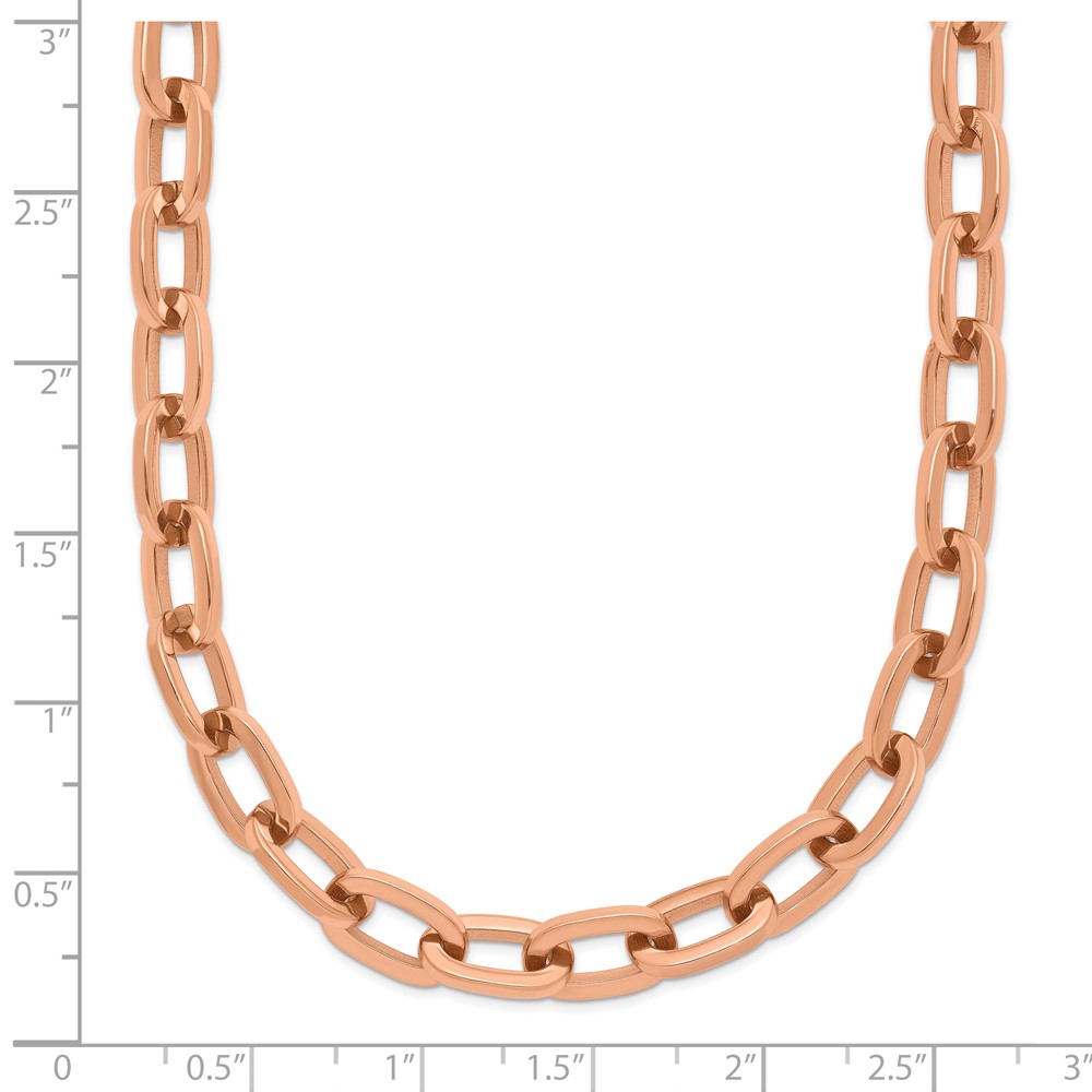 Stainless Steel Polished Rose IP-plated 16 + 2.5-in Cable Link Necklace - Image 7
