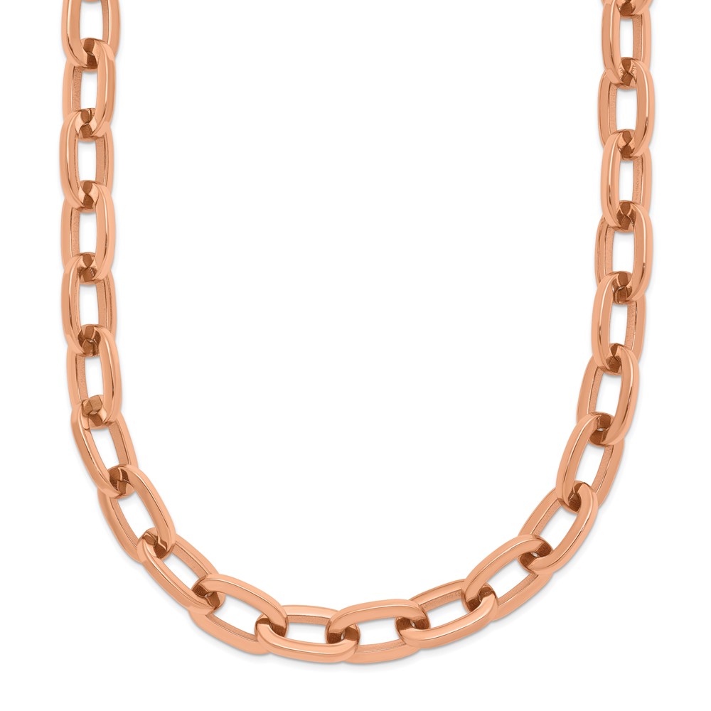 Stainless Steel Polished Rose IP-plated 16 + 2.5-in Cable Link Necklace