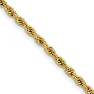 Stainless Steel Polished Yellow IP-plated 3mm Rope Chain