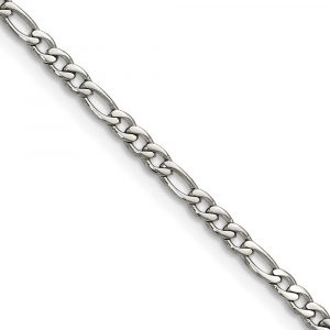 Stainless Steel Polished 3mm Figaro Chain -  20-inch