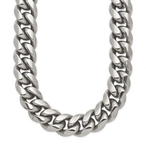 Stainless Steel Polished 14mm 24-in Curb Link Necklace