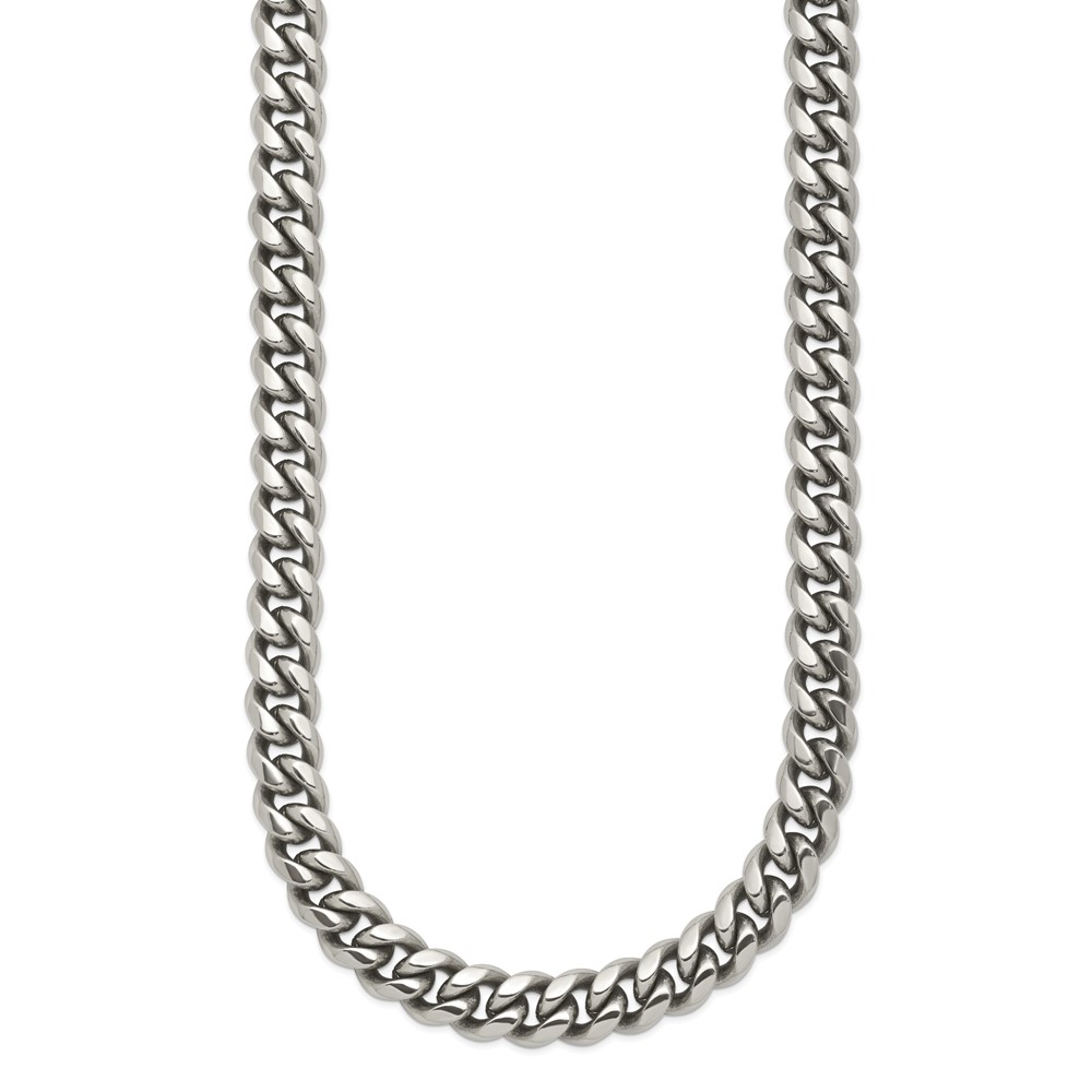 Stainless Steel Polished 8mm 24-in Curb Link Necklace - Image 3