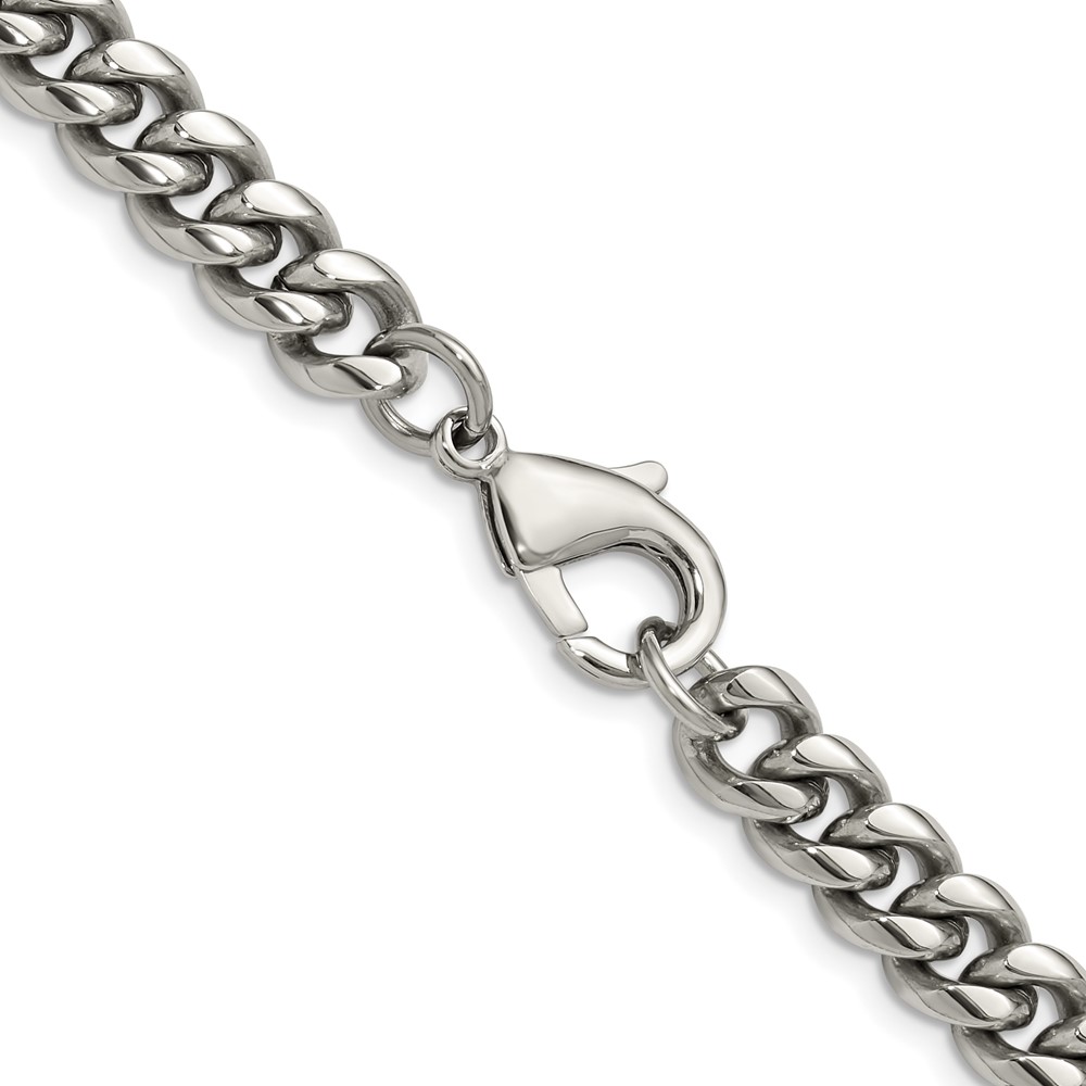 Stainless Steel Polished 8mm 24-in Curb Link Necklace - Image 4