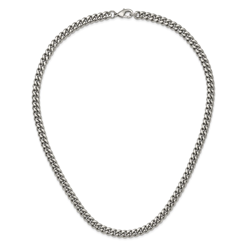 Stainless Steel Polished 8mm 24-in Curb Link Necklace - Image 6