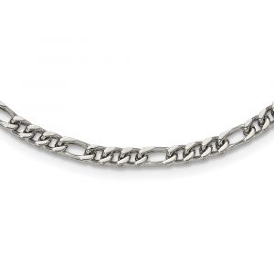 Stainless Steel Polished 4mm 24-in Fancy Figaro Cha-in Necklace