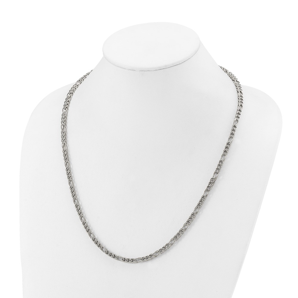 Stainless Steel Polished 4mm 24-in Fancy Figaro Cha-in Necklace - Image 5