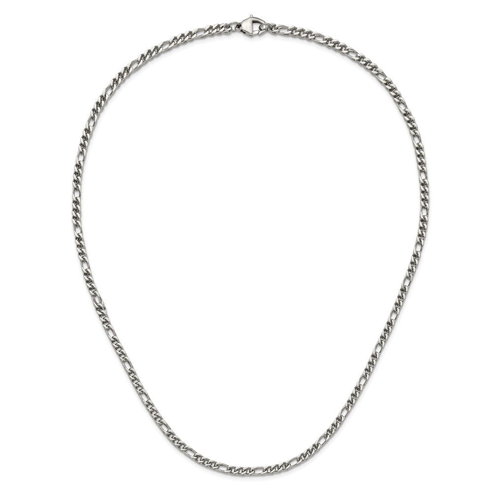Stainless Steel Polished 4mm 24-in Fancy Figaro Cha-in Necklace - Image 6