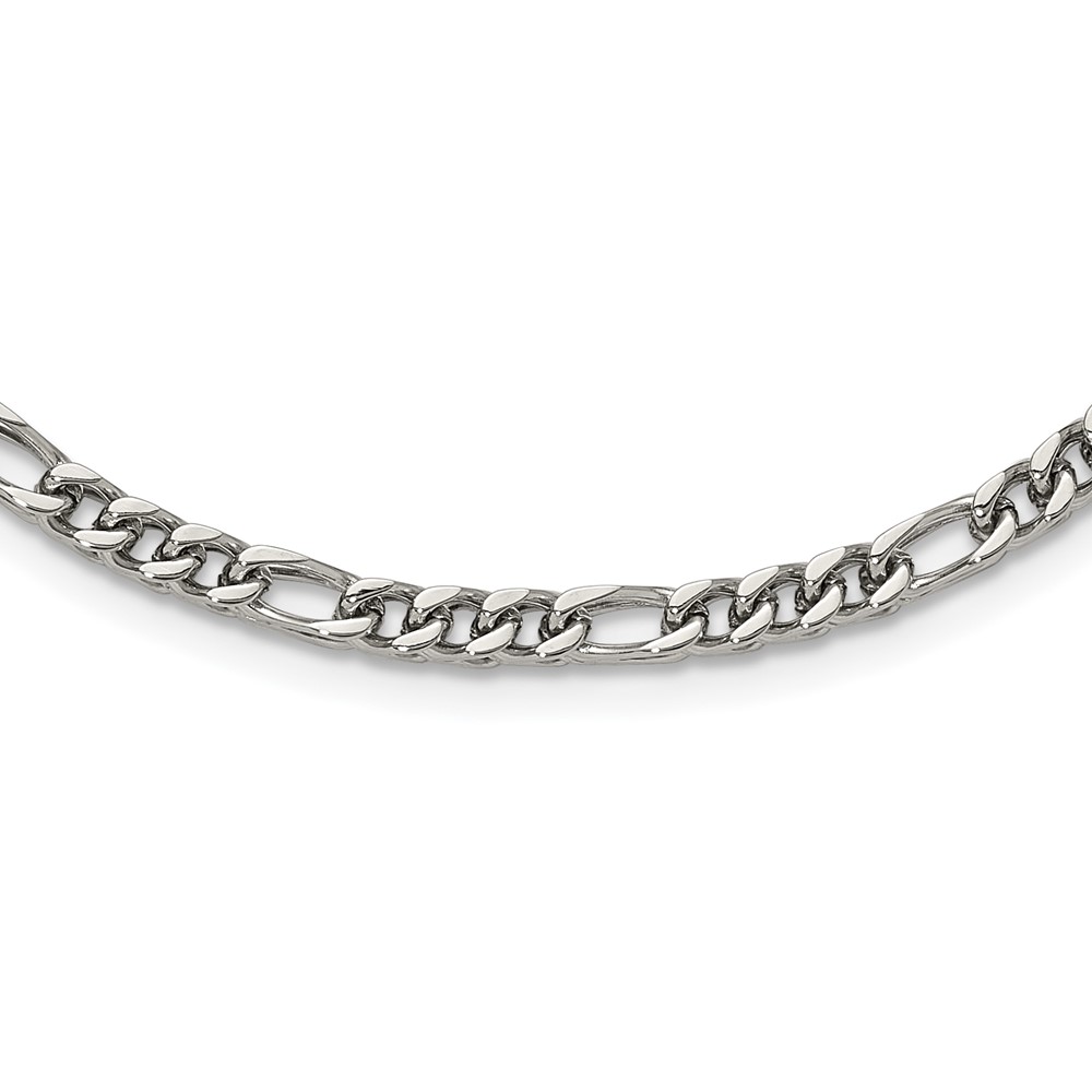 Stainless Steel Polished 4mm 24-in Fancy Figaro Cha-in Necklace