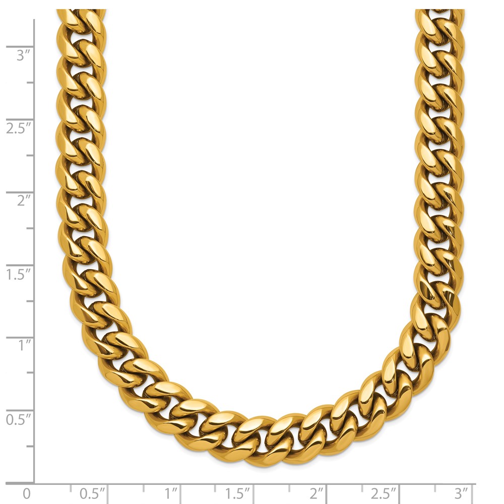 Stainless Steel Polished 8mm Yellow IP-plated 24-in Curb Link Necklace - Image 7