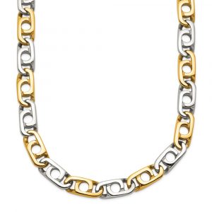 Stainless Steel Polished Yellow IP-plated 6mm 24-in Anchor Cha-in Necklace