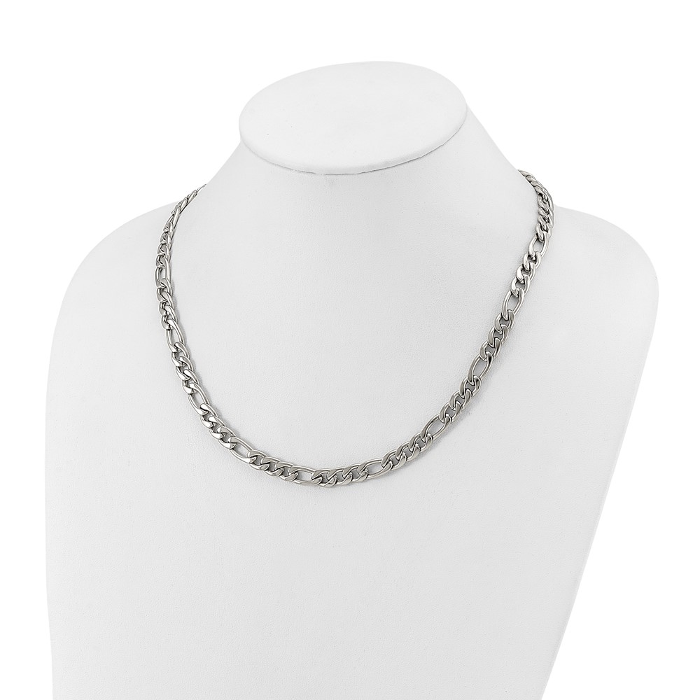 Stainless Steel Polished 8mm Figaro Chain - 20-inch - Image 5
