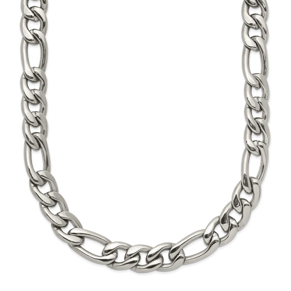 Stainless Steel Polished 8mm Figaro Chain - 20-inch