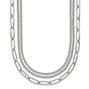 Stainless Steel Polished Multi-Strand +2-in Necklace