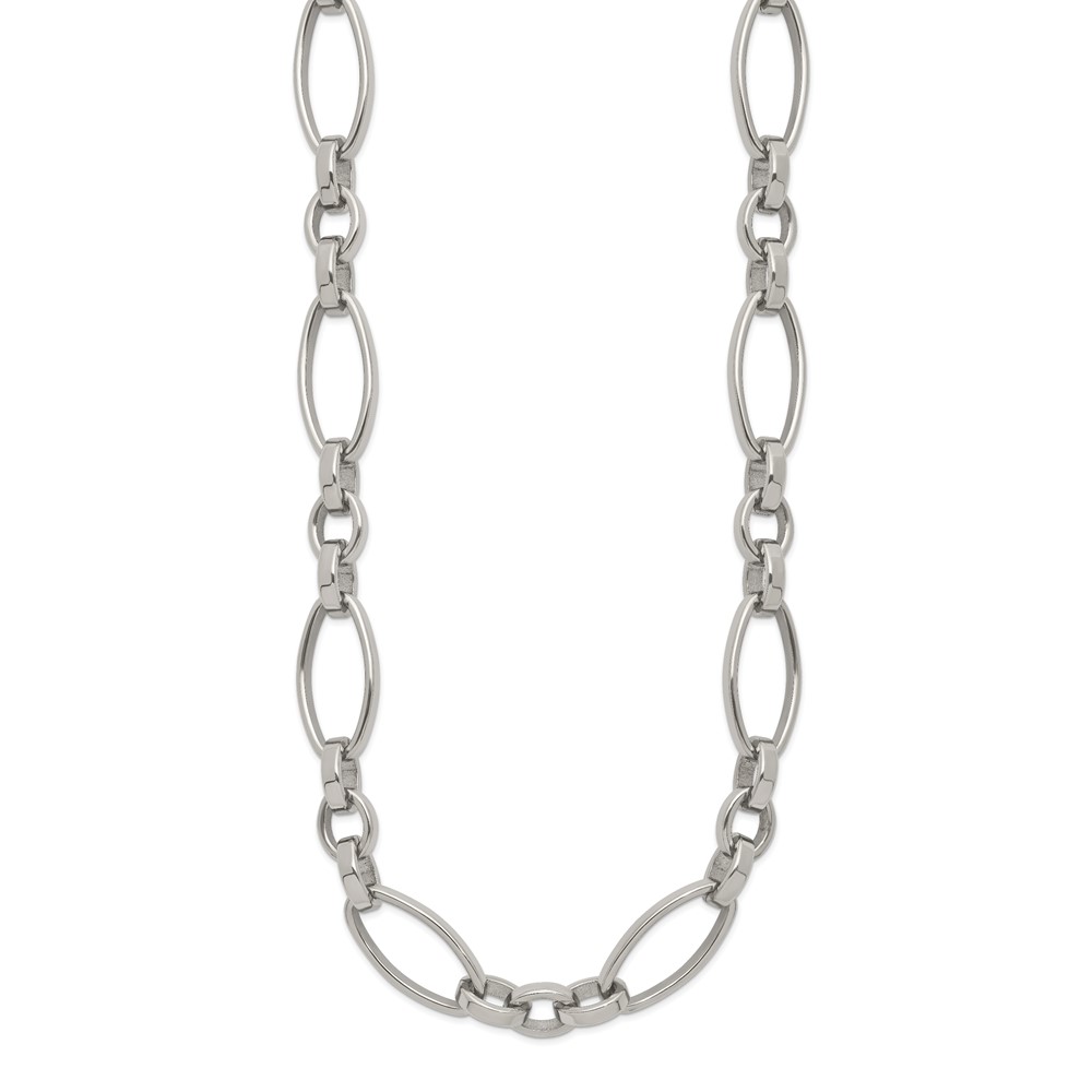 Stainless Steel Polished 16-in + 2-in Open Link Necklace - Image 3