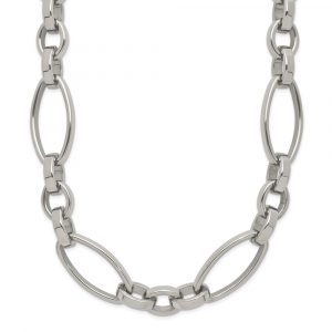 Stainless Steel Polished 16-in + 2-in Open Link Necklace