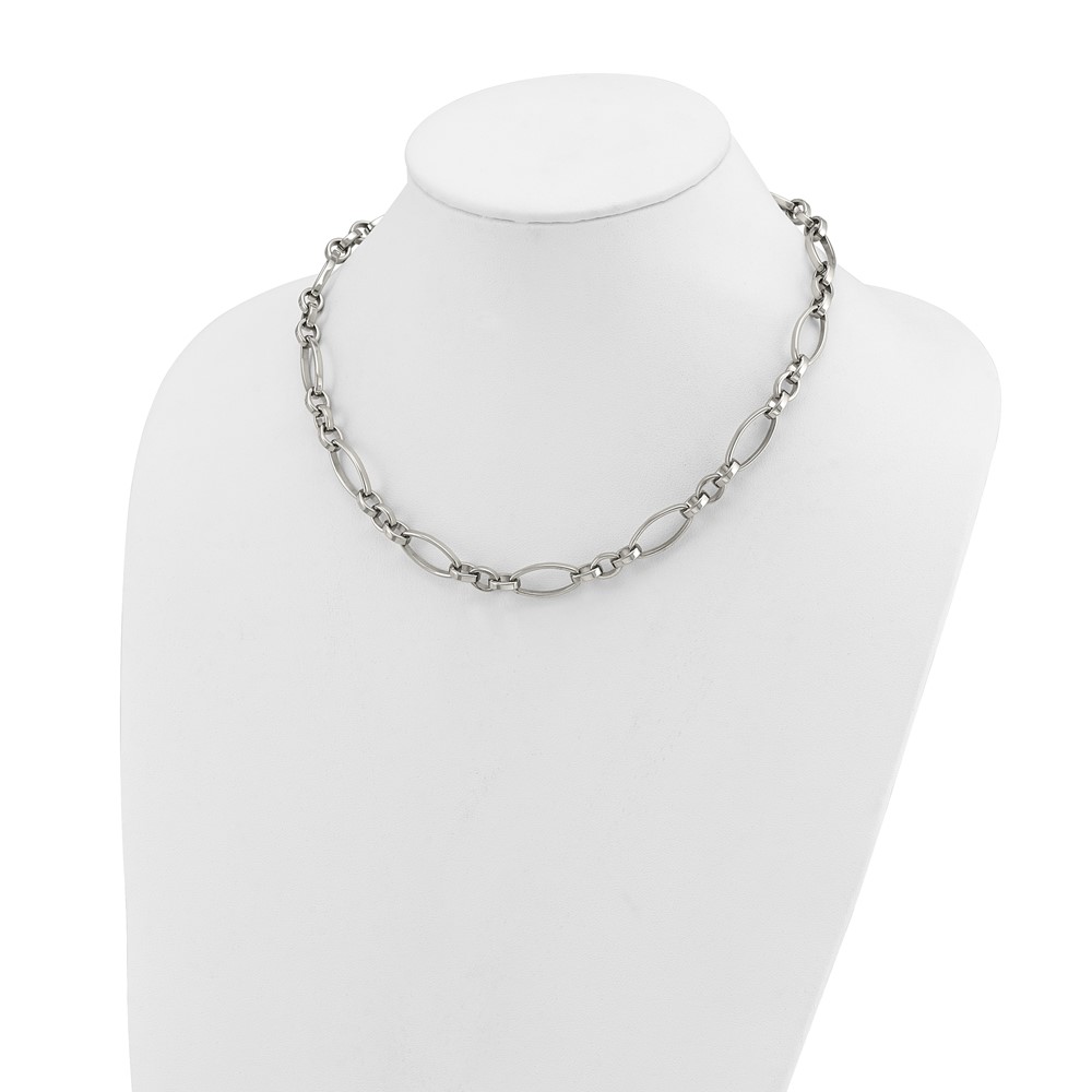 Stainless Steel Polished 16-in + 2-in Open Link Necklace - Image 4