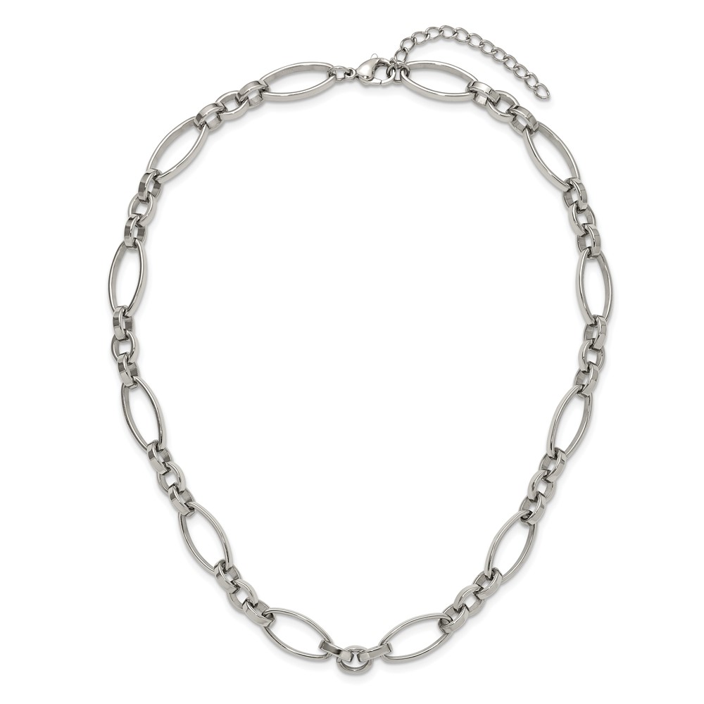 Stainless Steel Polished 16-in + 2-in Open Link Necklace - Image 5