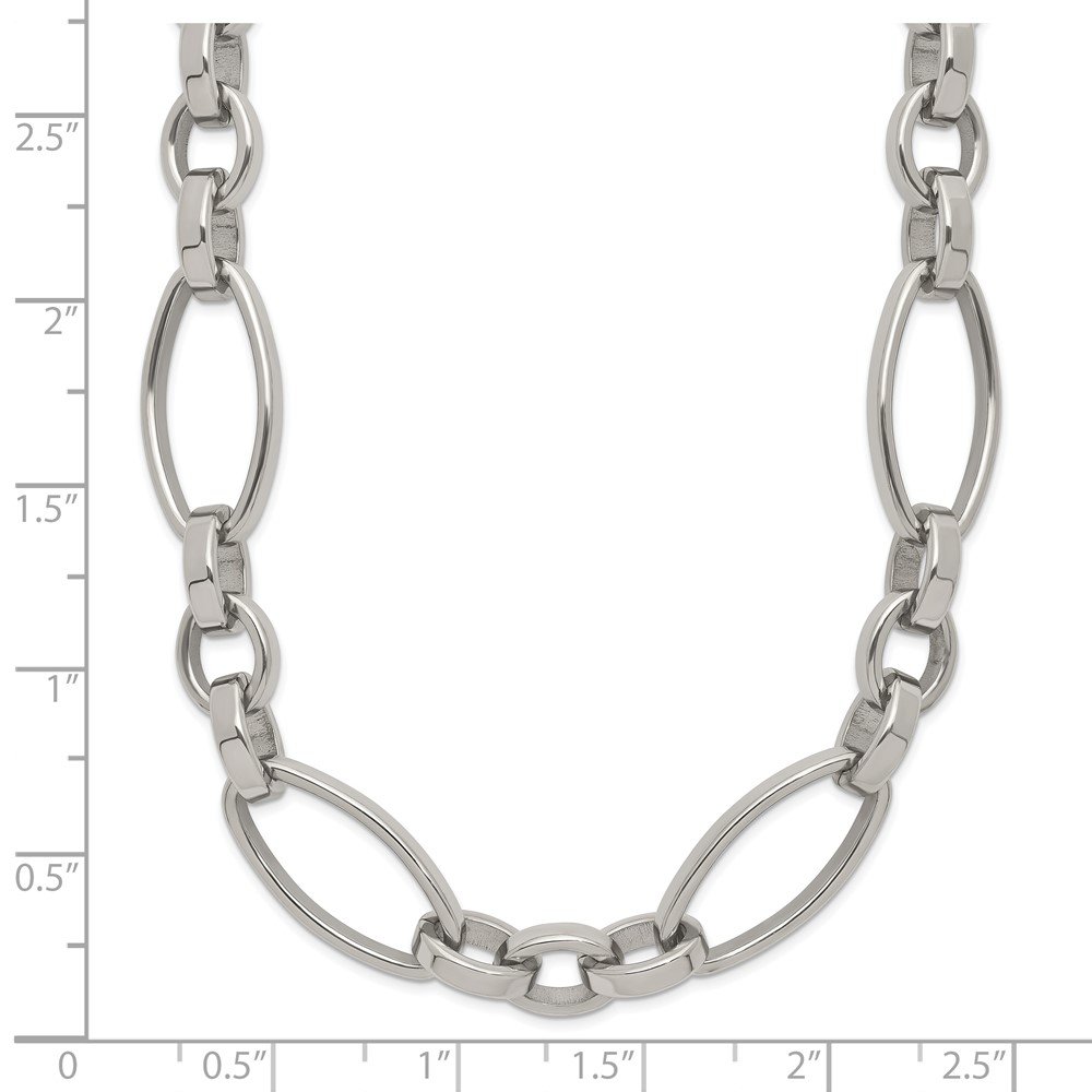 Stainless Steel Polished 16-in + 2-in Open Link Necklace - Image 6
