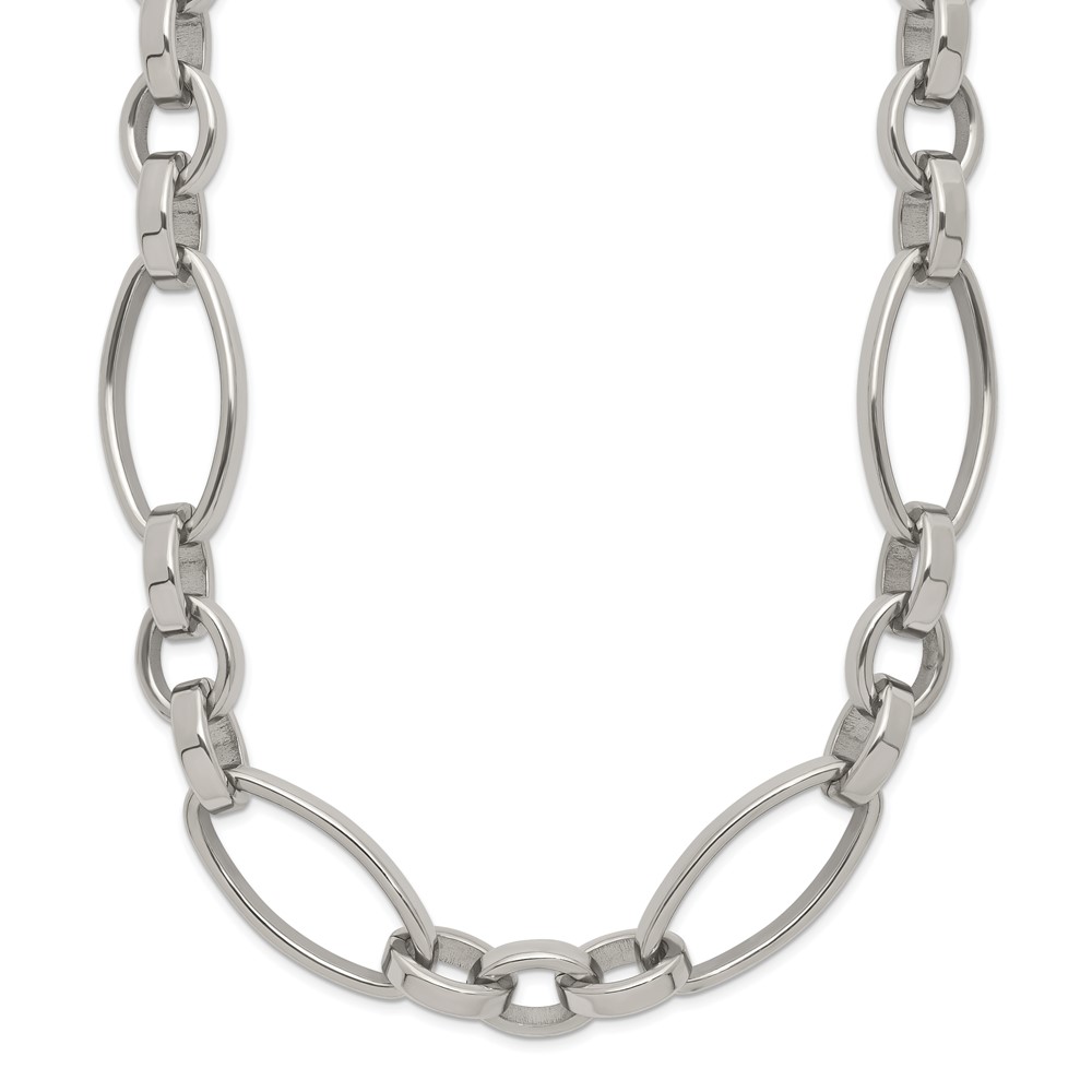 Stainless Steel Polished 16-in + 2-in Open Link Necklace