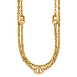 Stainless Steel Polished Yellow IP 2-strand 18-in +2-in Necklace