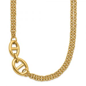 Stainless Steel Polished Yellow IP Two-Strand 16-in +2-in Necklace