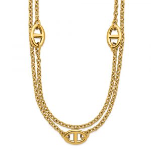 Stainless Steel Polished Yellow IP Two-Strand 16-in +2-in Necklace