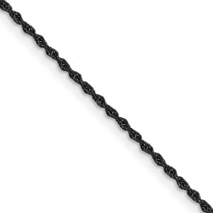 Stainless Steel Polished Black IP-plated 1.5mm Rope Cha-in Necklace