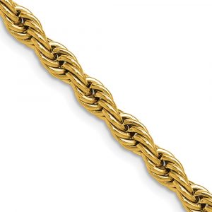 Stainless Steel Polished Yellow IP-plated 5mm Rope Chain