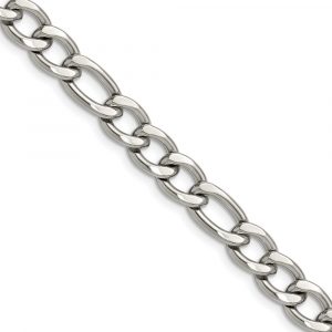 Stainless Steel Polished 7.5mm Figaro Chain