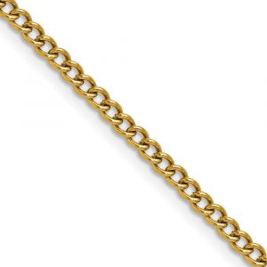 Stainless Steel Polished Yellow IP-plated 3mm Round Curb Chain