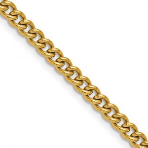 Stainless Steel Polished Yellow IP-plated 4.5mm Round Curb Chain