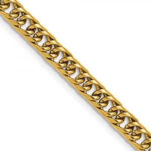 Stainless Steel Polished Yellow IP-plated 5mm Double Curb Chain