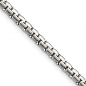 Stainless Steel Polished 4mm Flat Box Chain