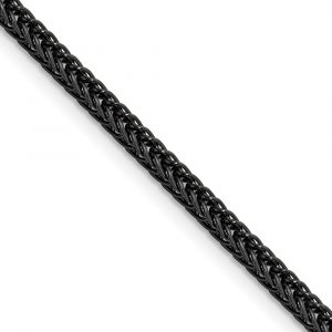 Stainless Steel Polished Black IP-plated 3.2mm Square Wheat Chain
