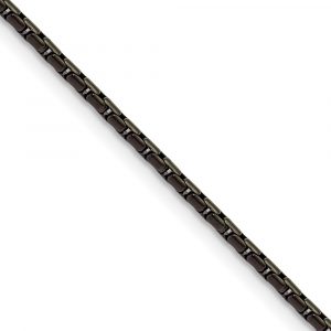 Stainless Steel Polished Black IP-plated 1.7mm Elongated Box Chain