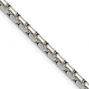 Stainless Steel Polished 3.5mm Elongated Round Box Chain